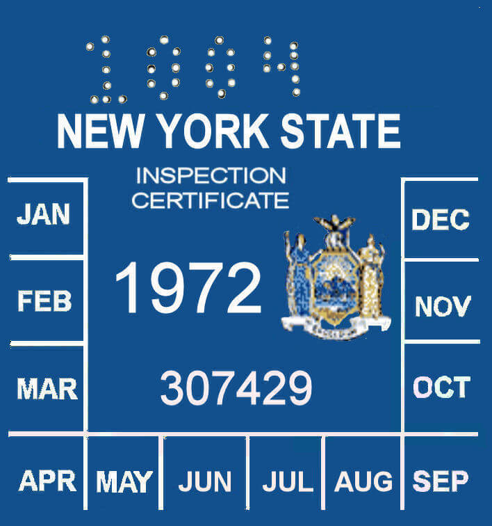 (image for) 1972 New York INSPECTION Sticker